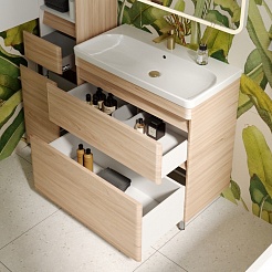 Style Line Мебель для ванной напольная Атлантика 80, Люкс ясень перламутр, PLUS – фотография-5